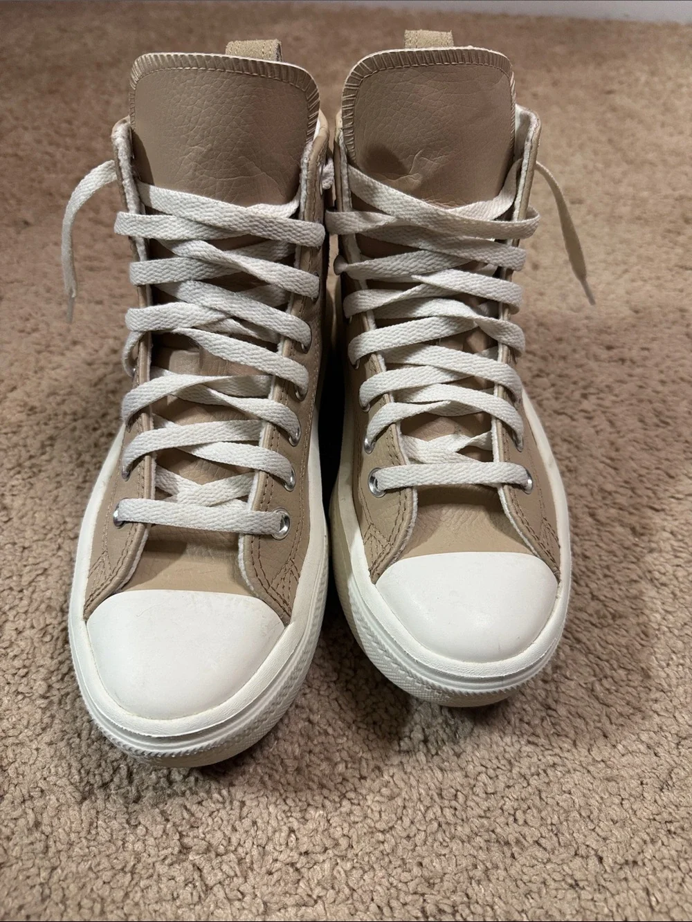 Converse High-Top Sneakers in Beige and White